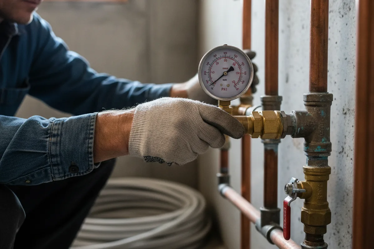 Pressure testing a repaired line during Water Line Repair in Eustace
